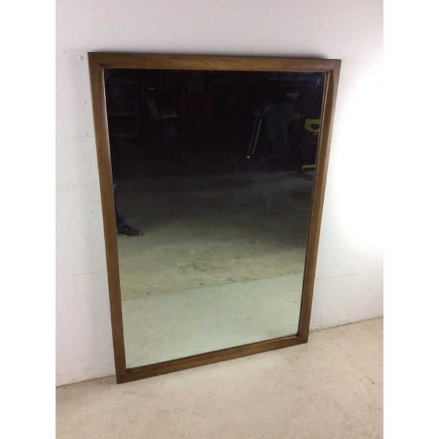 Mid Century Modern Wall Mirror With Rounded Walnut Frame For Sale - Image 4 of 12