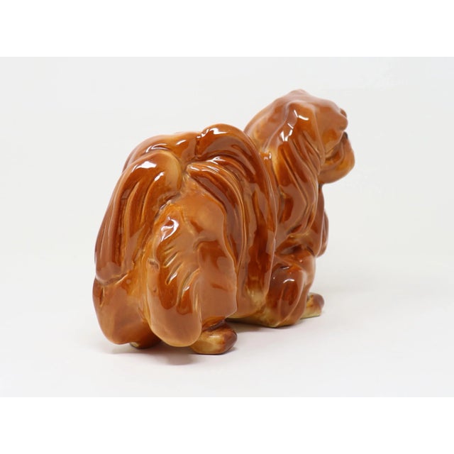 Brown Vintage Ceramic Pekingese Dog Statue Figurine For Sale - Image 8 of 11