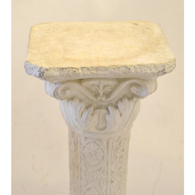Ornate Neoclassical Style Hand-Carved Concrete Sculpture Stand Column Italy 1970 For Sale - Image 13 of 15