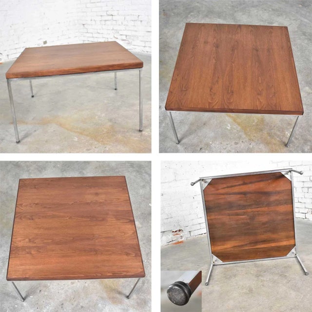 Mid Century Modern Chrome & Walnut End or Coffee Table in the Style of Florence Knoll For Sale - Image 12 of 13