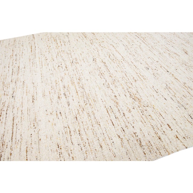 Modern Moroccan Handmade Wool Rug in Beige Natural Color by Apadana For Sale In New York - Image 6 of 7