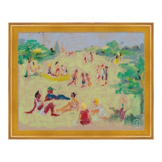 In the Park by Happy Menocal in Gold Frame, Small Art Print For Sale