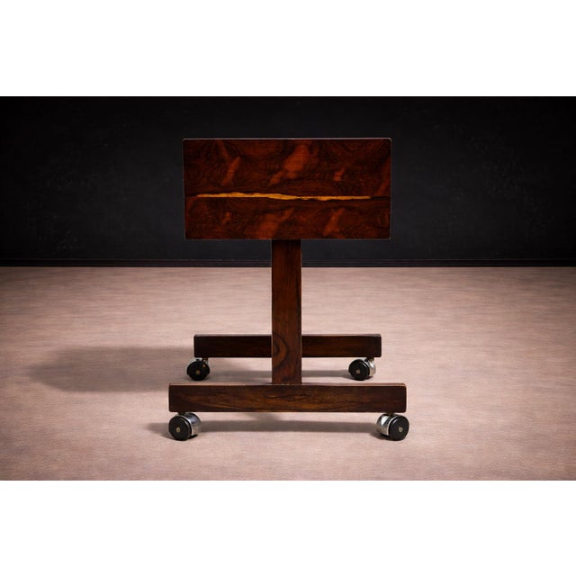 Console on Wheels in Rosewood & Chrome Wheels, Sergio Rodrigues, 1960s For Sale In New York - Image 6 of 12