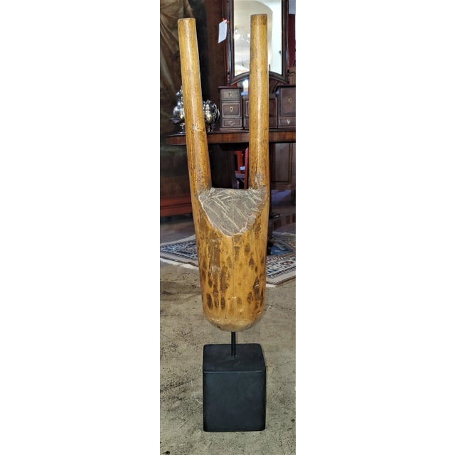 1960s Vintage African Mounted Wooden Sculpture For Sale - Image 5 of 13