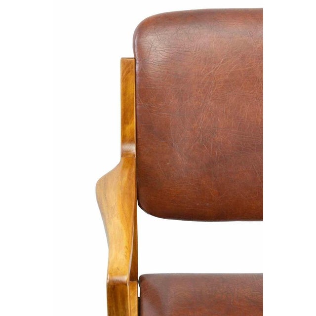 1950s Vintage Italian Chairs in Mahogany Wood and Leather, 1950s, Set of 2 For Sale - Image 5 of 10