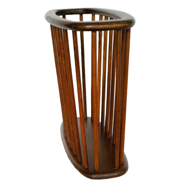 Arthur Umanoff Style Walnut Wood Spindle Magazine Rack Holder. It's used in good condition with normal signs of wear,...