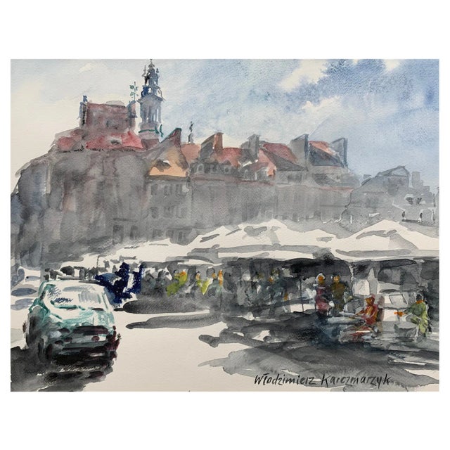 Włodzimierz Karczmarzyk, Warsaw: The Old Town Square, Watercolor on Paper, 2011 For Sale