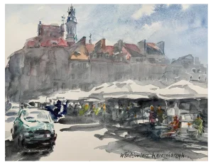 Włodzimierz Karczmarzyk, Warsaw: The Old Town Square, Watercolor on Paper, 2011