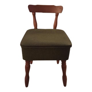 Vintage Vinyl Sewing Hassock Stool For Sale