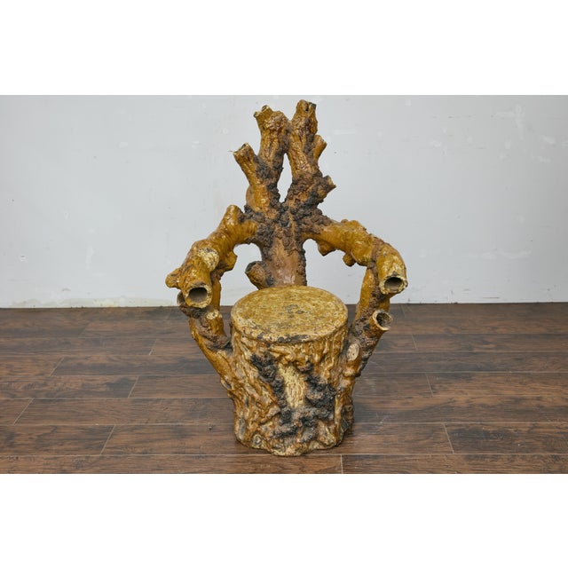 English English Terracotta Coral-Inspired Grotto Chair with Patina, Circa 1900 For Sale - Image 3 of 12