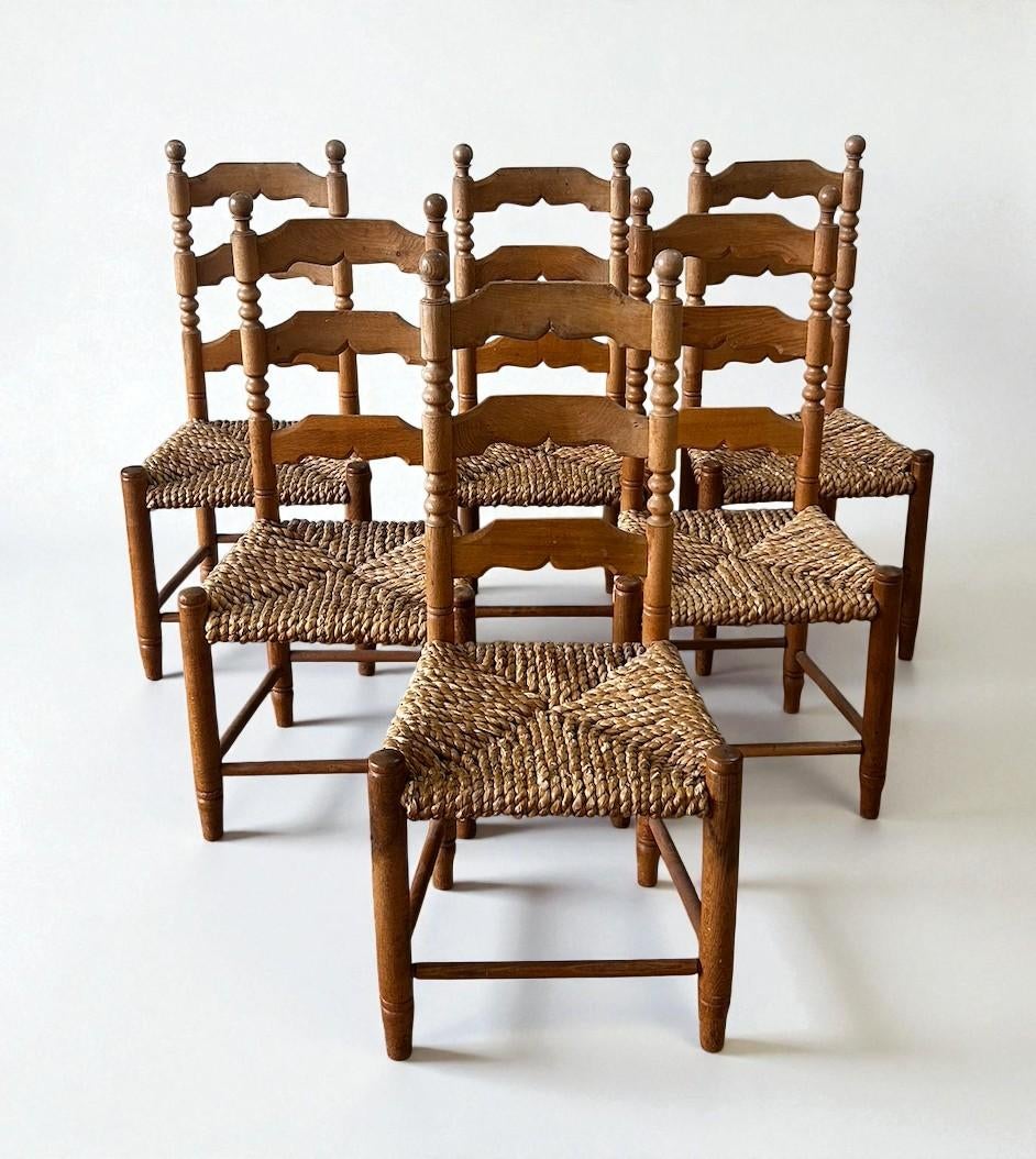 Vintage Brutalist Danish Oak Chairs by Hans Dau, 1940s, Set of 6