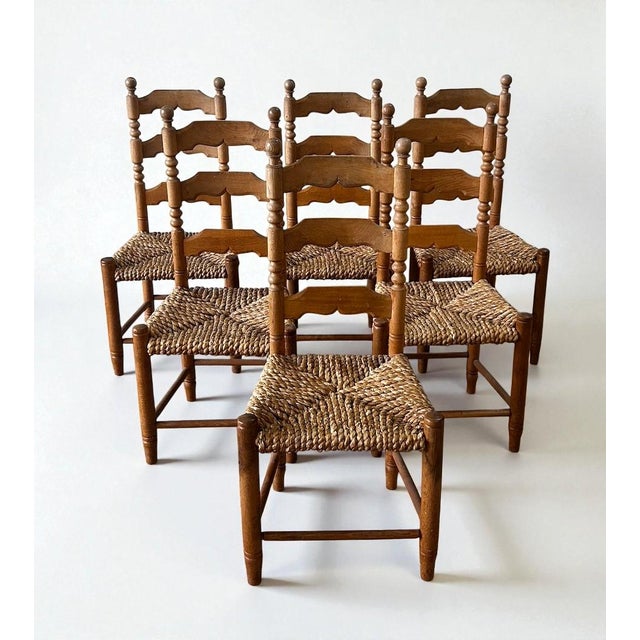 Vintage Brutalist Danish Oak Chairs by Hans Dau, 1940s, Set of 6 For Sale - Image 9 of 9