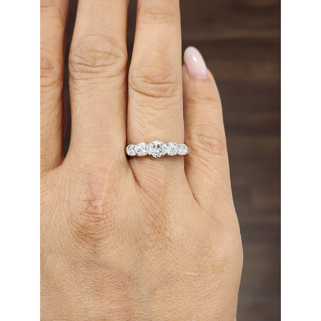 Modern 0.50 Ct Half Bezel-Set Diamond Ring Size 6 For Sale - Image 3 of 9