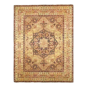 Antique Persian Lavar Oriental Carpet, in Room Size, with Central Medallion