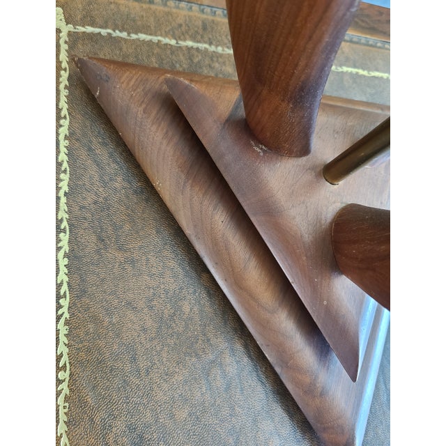 Vintage Mid-Century Modern Sculpted Bentwood & Brass Table Lamp For Sale - Image 11 of 16