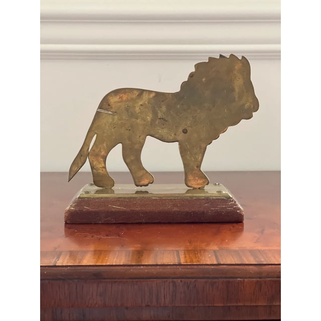Vintage Brass Lion and Wood Bookends- Set of 2 For Sale In Washington DC - Image 6 of 12