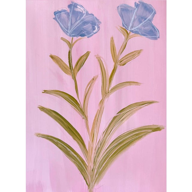 Abstract original floral botanical painting on watercolor paper measuring 9 inches x 12 inches