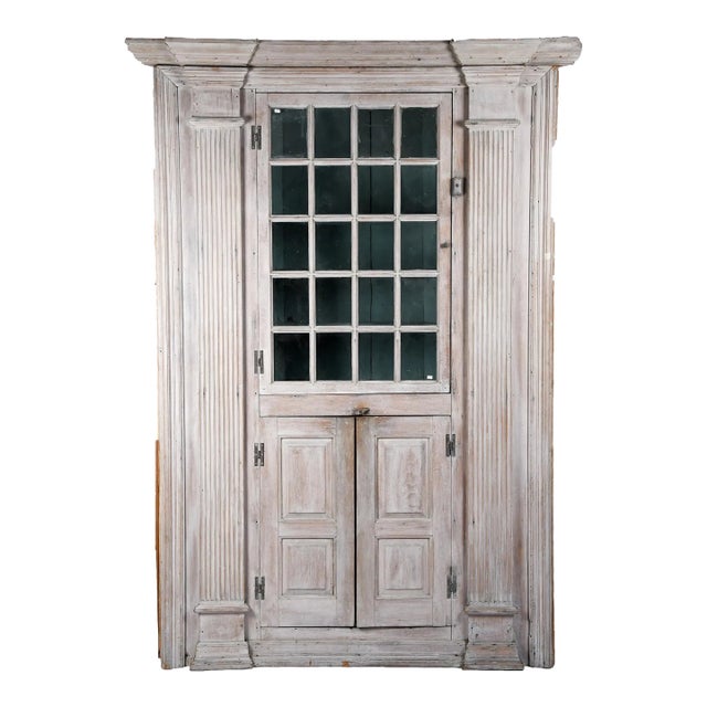 Monumental Architectural 18th Century Painted Corner Cabinet Secretary For Sale