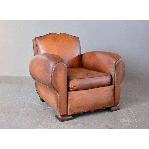 Art Deco French Moustache Backed Leather Armchair, 1920s For Sale - Image 16 of 16