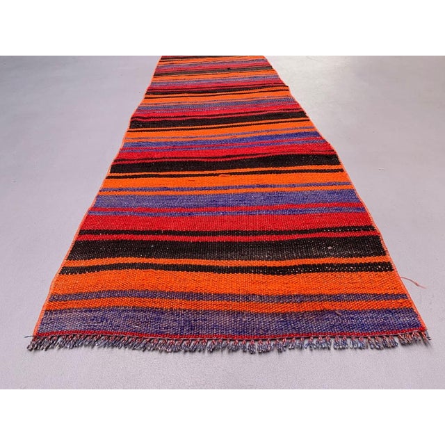 Turkish Narrow Kilim Runner Rug For Sale - Image 3 of 7