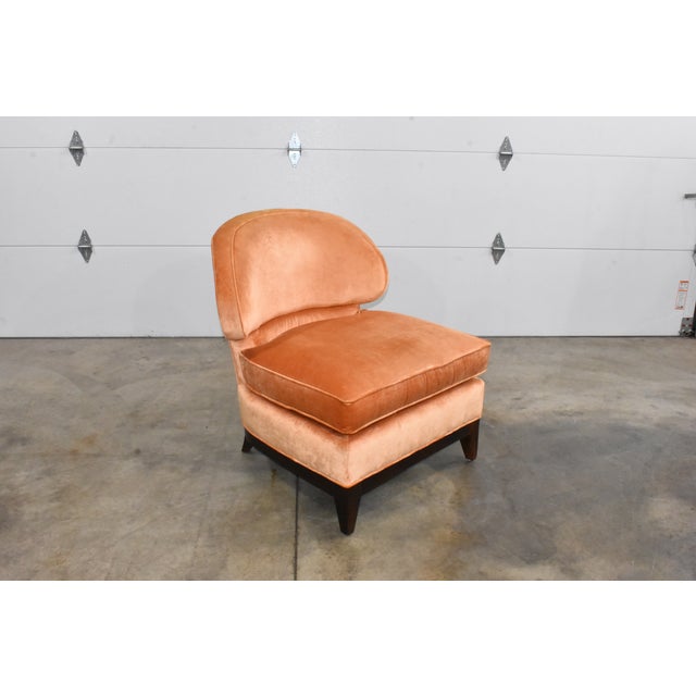 Early 21st Century Century Furniture Velvet Peach/Orange Slipper Chair For Sale - Image 5 of 11