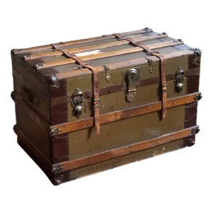 Large Antique Wood Travel Trunk