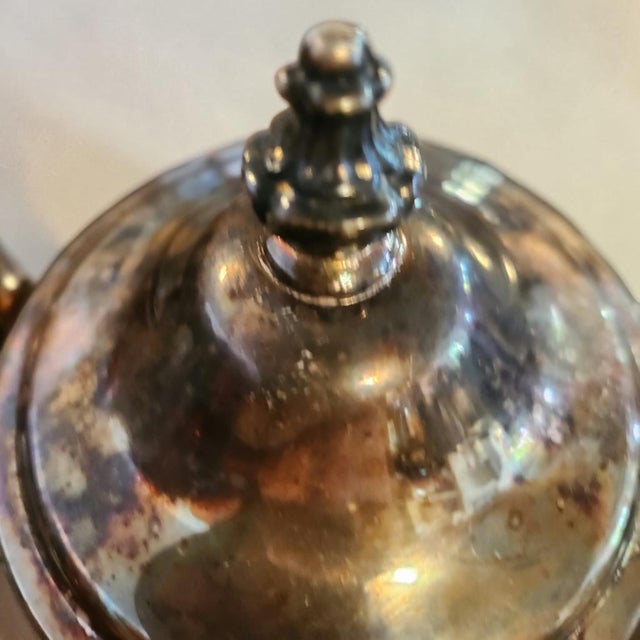 F.B. Rogers Silver Co. Vintage Wm Rogers & Son 800 Countess Silverplate Coffee Pot - Footed Ornate Victorian Tea Server Retro Barware Mid Century Is Co 10" For Sale - Image 4 of 8