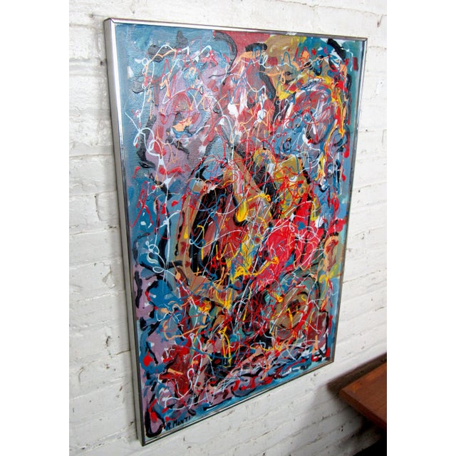 Framed Abstract Expressionist Painting by R. Monti For Sale - Image 4 of 6