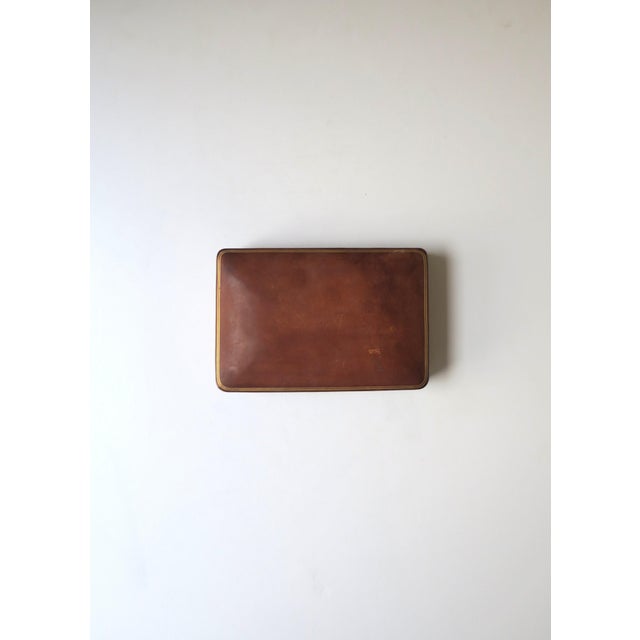 Brown Italian Leather Jewelry Box, Mid-20th Century, Italy For Sale - Image 8 of 13