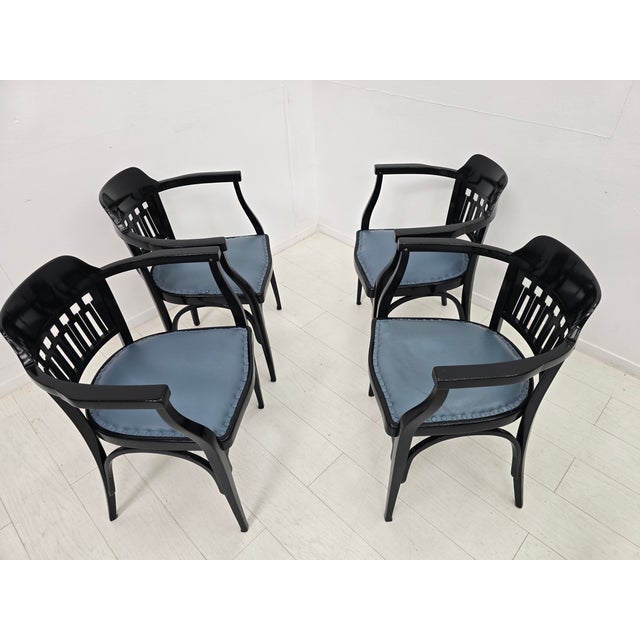 Antique Vienna Secession No. 714 Armchairs by Gustav Siegel for Jacob & Josef Kohn, 1890s, Set of 4 For Sale - Image 4 of 18