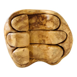 Vintage Handmade Wooden Jewelry Box For Sale