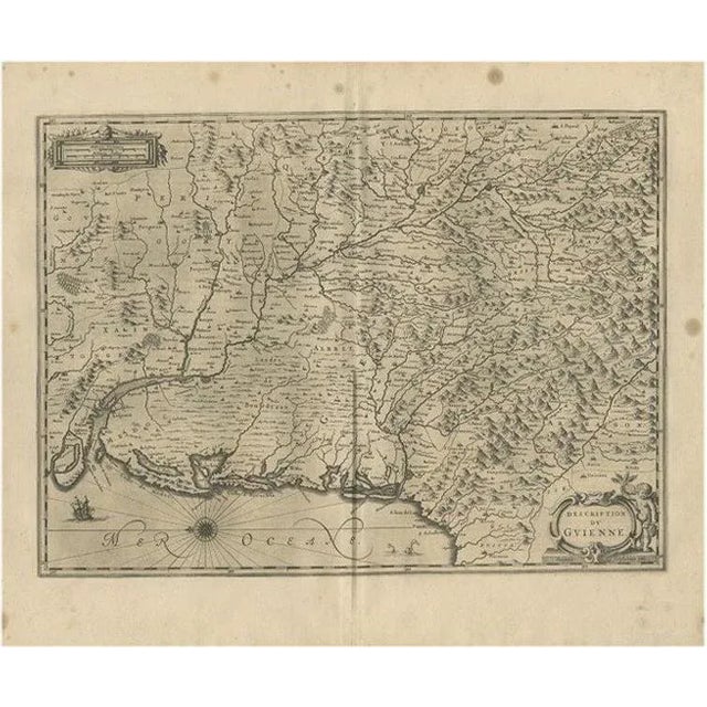 17th Century Antique Map of Guyenne attributed to Janssonius, 1657 For Sale - Image 5 of 5
