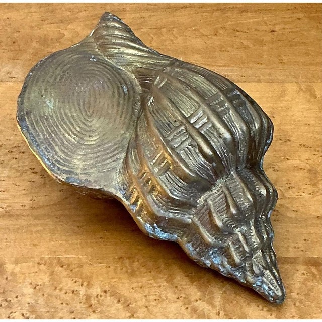 Metal Vintage Patinated Brass Conch Shell For Sale - Image 7 of 12