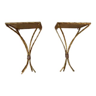 Late 20th Century Wheatgrass Style Wall Sconces- A Pair For Sale