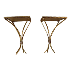 Late 20th Century Wheatgrass Style Wall Sconces- A Pair