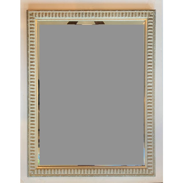 Contemporary White Gold Embossed Wood Mirror For Sale - Image 3 of 10