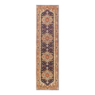 Pasargad DC Fine Hand Knotted Navy Blue Runner Rug For Sale