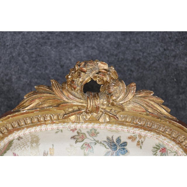 Pair 19th C. French Louis XVI Style Carved Giltwood Armchairs For Sale - Image 10 of 18