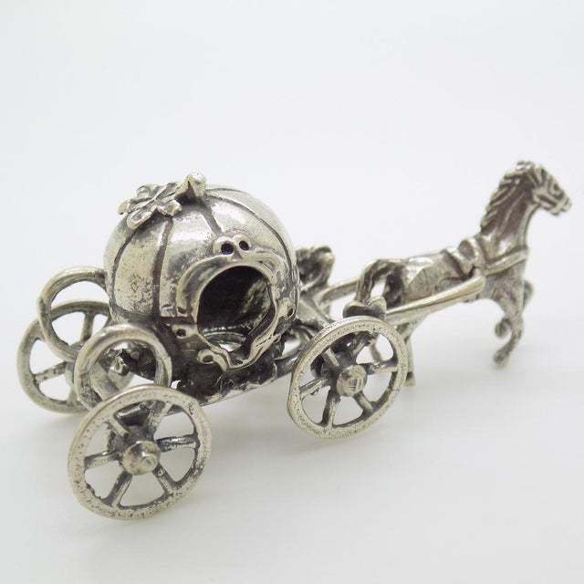 Vintage Italian Handmade Genuine Silver Cinderella Carriage Figurine by Arpa Silversmith, 1970s For Sale - Image 6 of 11