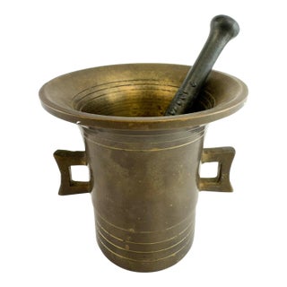Vintage Brass Mortar & Pestle – Coricidin Pharmaceutical Piece For Sale