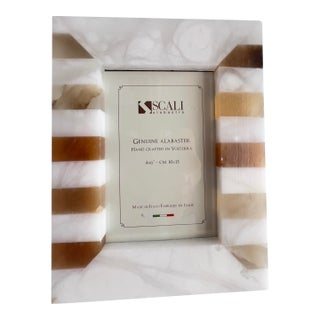 Striped Alabaster Photo Frame Two-Tone 4 X 6 Made in Italy For Sale