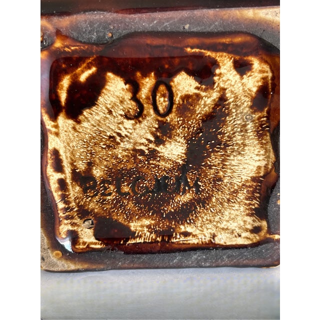 Brown Art Deco Flame Glazed Vases from Faïencerie de Thulin, Belgium, 1940s, Set of 2 For Sale - Image 8 of 9