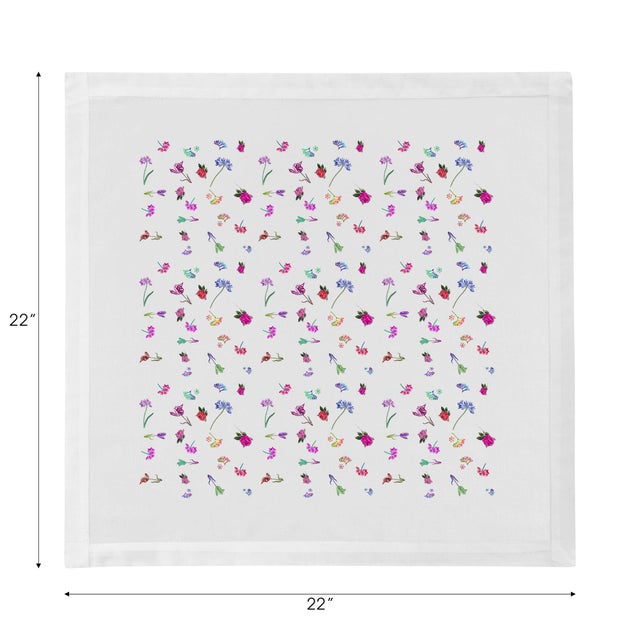 Pistils Tossed Cotton Sateen Dinner Napkins, Set of 4 For Sale - Image 4 of 6
