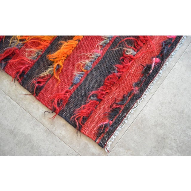 Textile 1940s Vintage Hand-Made Shaggy Rug Mohair Wool Tulu Rug - 4′7″ × 6′ For Sale - Image 7 of 9