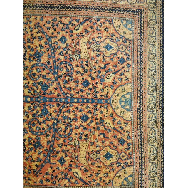 19th Century 19th Century Pictorial Paradise Animal Hadji Jali Li Tabriz Rug - 4'6" x 6' For Sale - Image 5 of 14