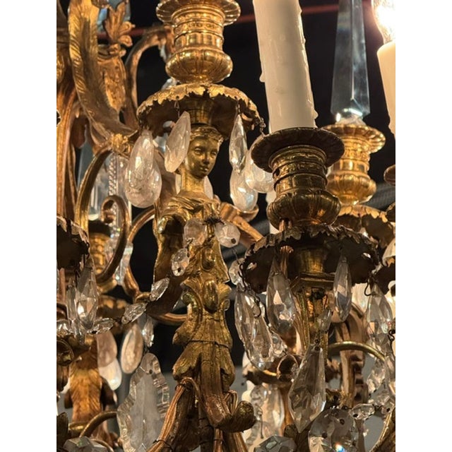 Fine 19th C. French Gilt Bronze and Crystal Chandelier For Sale In Dallas - Image 6 of 9