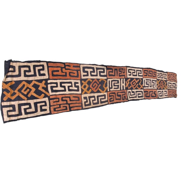 African Kuba Cloth Raffia /Textile Zaire 104"h For Sale In New York - Image 6 of 7