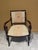 Beige Late 20th Century Empire Revival Faiteuil Carved Mahogany & Brocade Armchair For Sale - Image 8 of 11