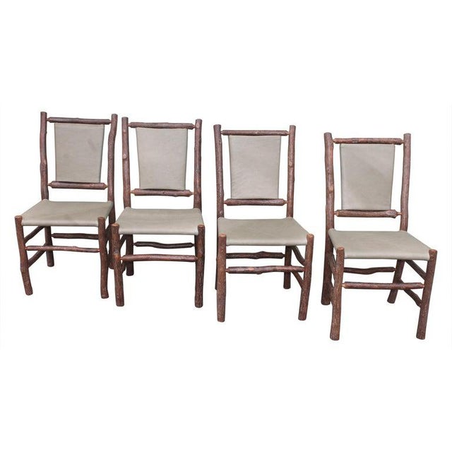 Old Hickory Dining Chairs In Sage Green Leather Set Of 4 Chairish