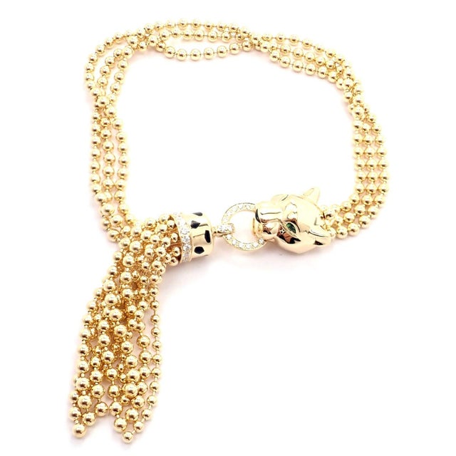 Contemporary Panthere De Cartier Panther 18k Yellow Gold Diamond Tsavorite Bracelet For Sale - Image 3 of 12